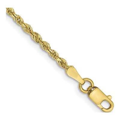 10K Yellow Gold 2mm Diamond-Cut Quadruple Rope Chain Bracelet