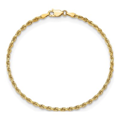 10K Yellow Gold 2.75mm Diamond-Cut Quadruple Rope Chain Bracelet – view 3