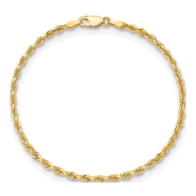 10K Yellow Gold 3mm Diamond-Cut Quadruple Rope Chain Bracelet – view 3