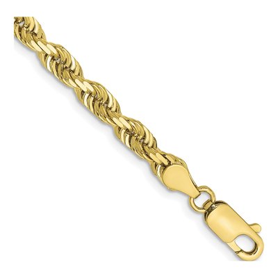 10K Yellow Gold 4.5mm Diamond-Cut Quadruple Rope Chain Bracelet