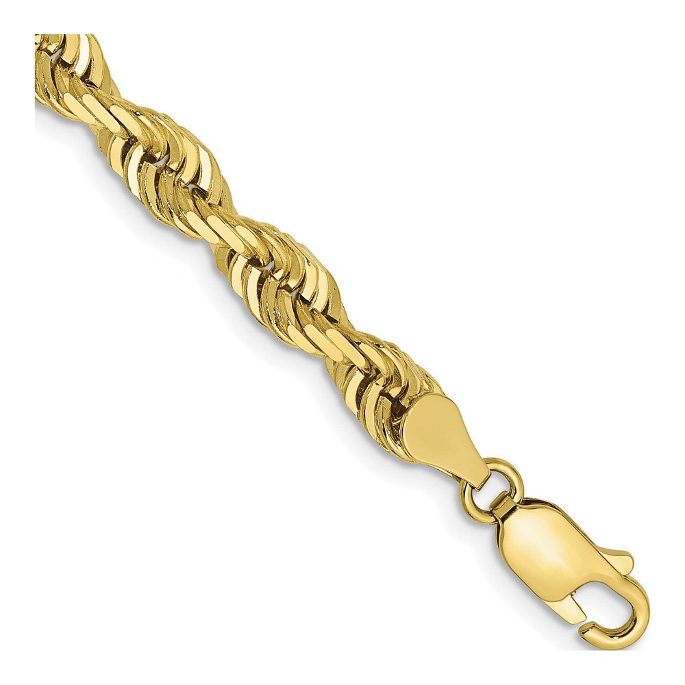 10K Yellow Gold 5mm Diamond-Cut Rope Bracelet, 8 in