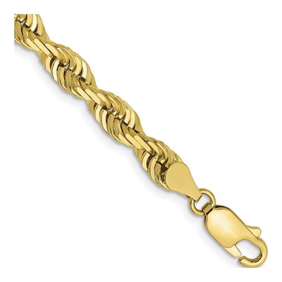 10K Yellow Gold 5mm Diamond-Cut Quadruple Rope Chain Bracelet