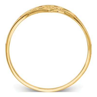 10K Yellow Gold Cross Heart Ring – view 2