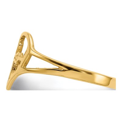 10K Yellow Gold Cross Heart Ring – view 3