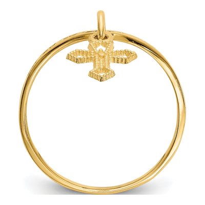 10K Yellow Gold Cross Dangle Ring – view 2