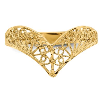 10K Yellow Gold Diamond-Cut Filigree Chevron Ring – view 4