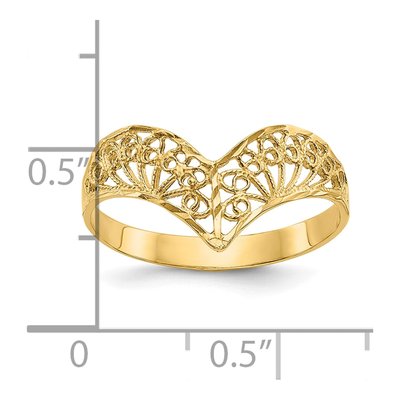 10K Yellow Gold Diamond-Cut Filigree Chevron Ring – view 5