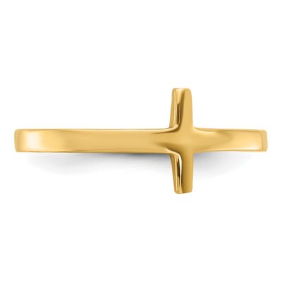10K Yellow Gold Sideways Cross Ring – view 5