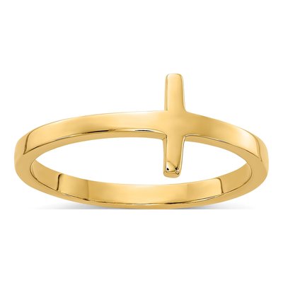 10K Yellow Gold Sideways Cross Ring
