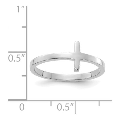 10K White Gold Sideways Cross Ring – view 6