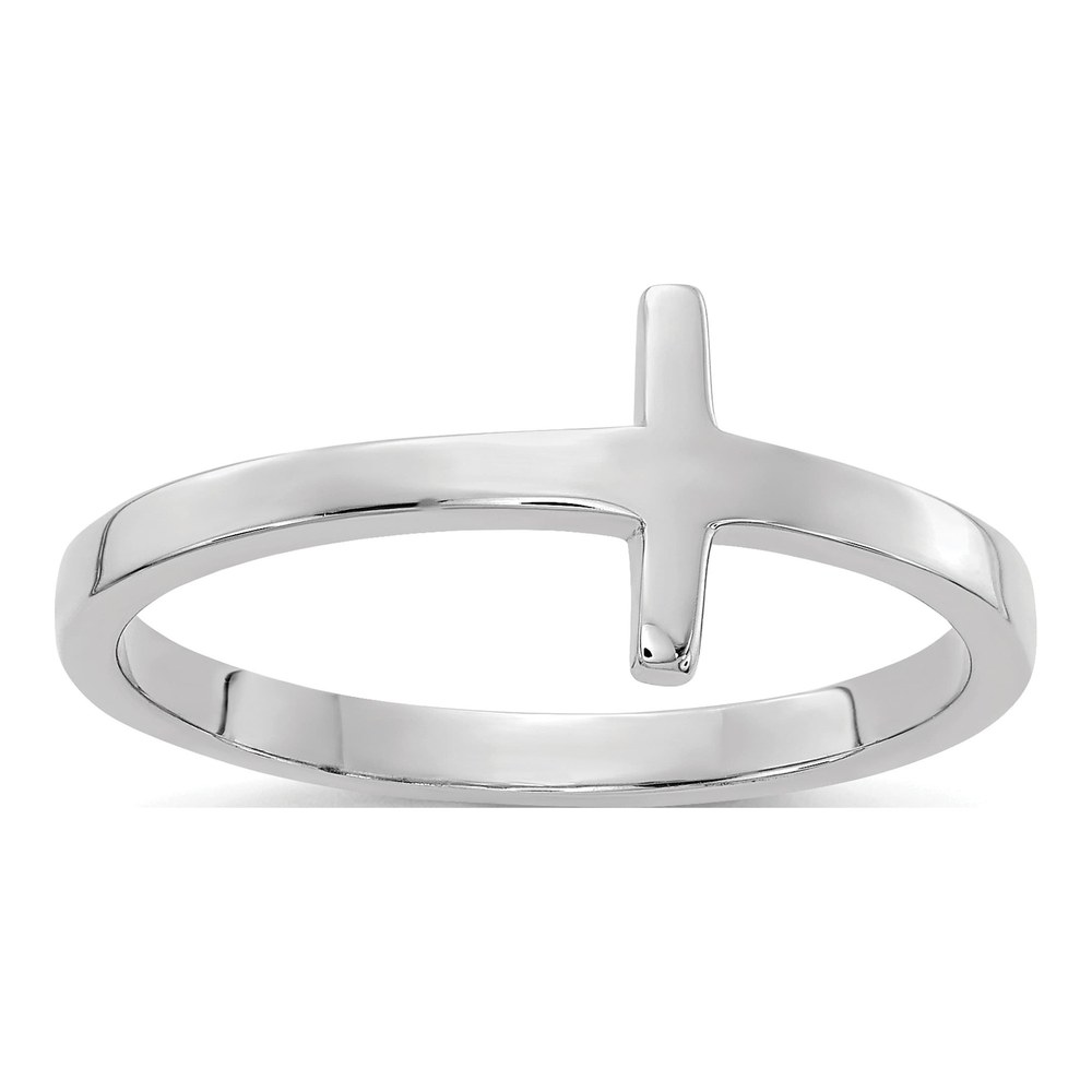 10K White Gold Sideways Cross Ring