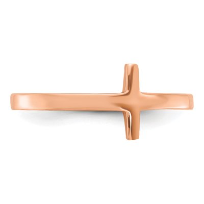 10K Rose Gold Sideways Cross Ring – view 5