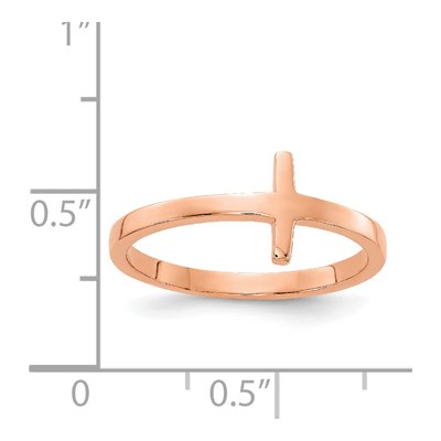 10K Rose Gold Sideways Cross Ring – view 6