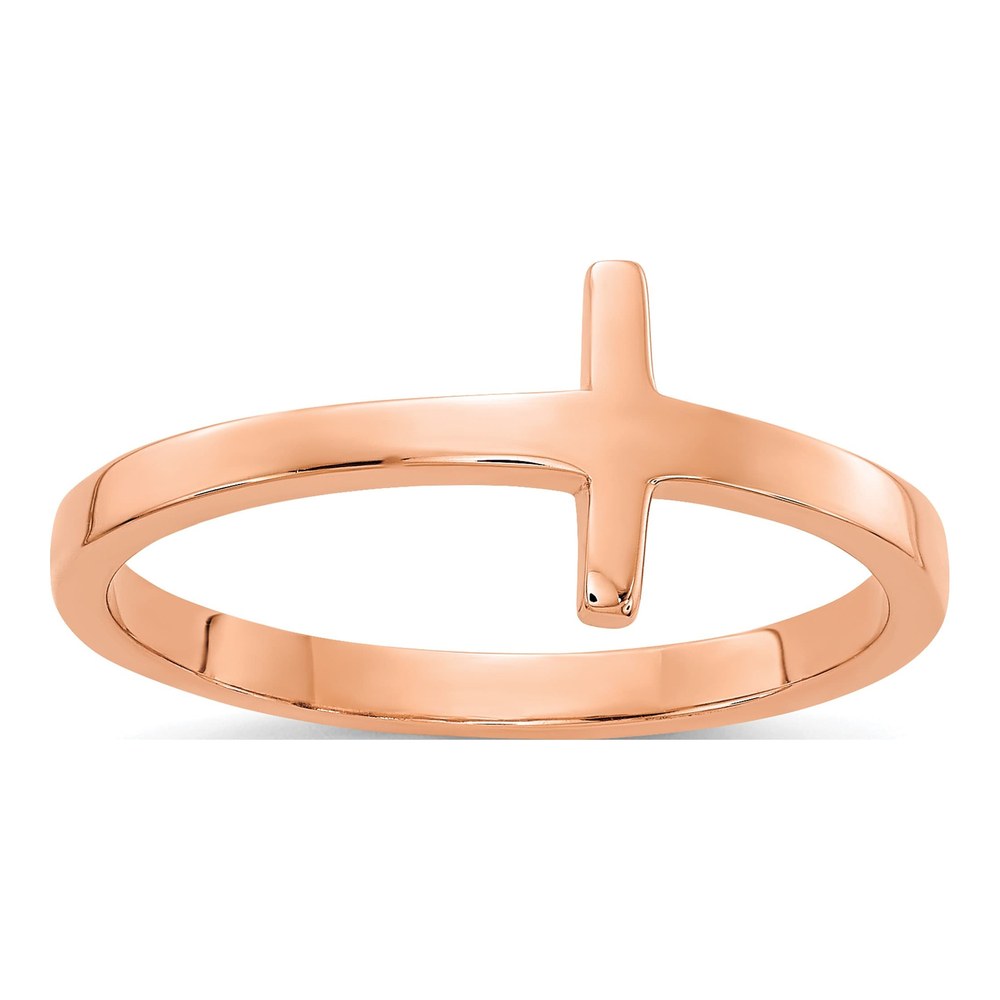 10K Rose Gold Sideways Cross Ring
