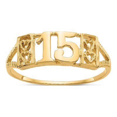 10K Yellow Gold Hearts Ring