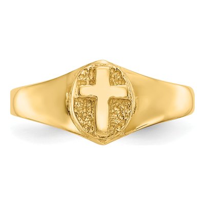 10K Yellow Gold Cross for Baby Child Ring – view 4