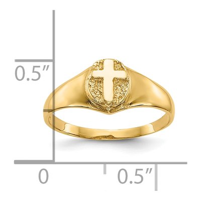 10K Yellow Gold Cross for Baby Child Ring – view 5