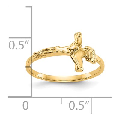 10K Yellow Gold Crucifix Baby Ring – view 5