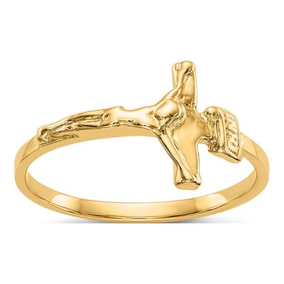 10K Yellow Gold Crucifix Baby Ring