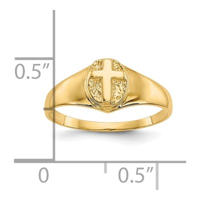 10K Yellow Gold Cross for Baby Kids Ring – view 5
