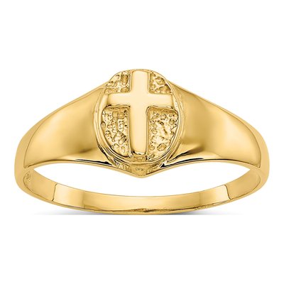 10K Yellow Gold Cross for Baby Kids Ring