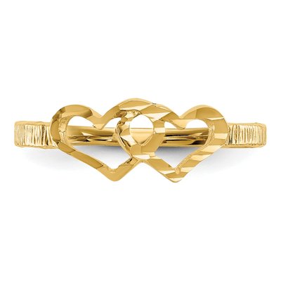 10K Yellow Gold Double Heart Kids' Ring – view 4