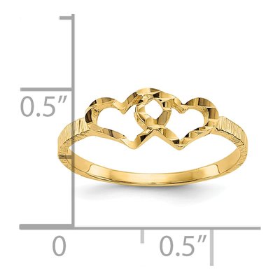 10K Yellow Gold Double Heart Kids' Ring – view 5