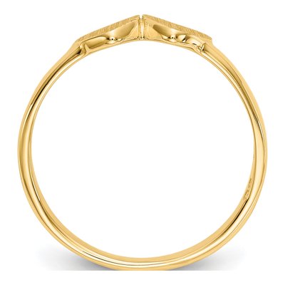 10K Yellow Gold Baby Double Heart Signet Ring – view 2