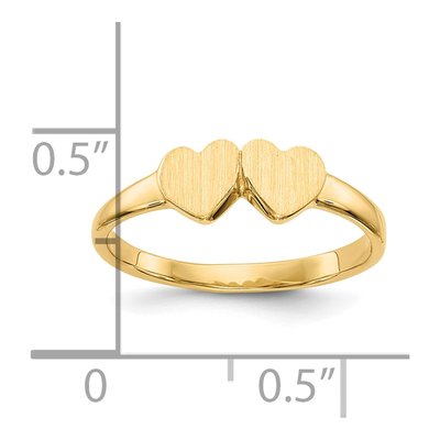 10K Yellow Gold Baby Double Heart Signet Ring – view 5
