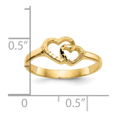 10K Yellow Gold Diamond-Cut Double Heart Ring – view 5
