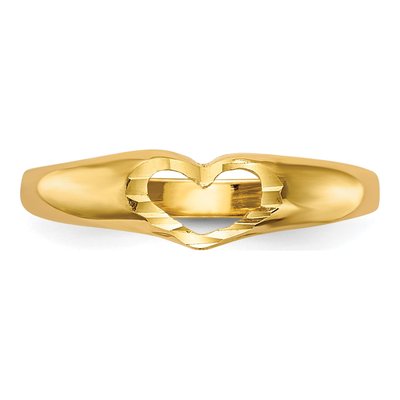 10K Yellow Gold Diamond-Cut Heart Baby Ring – view 4