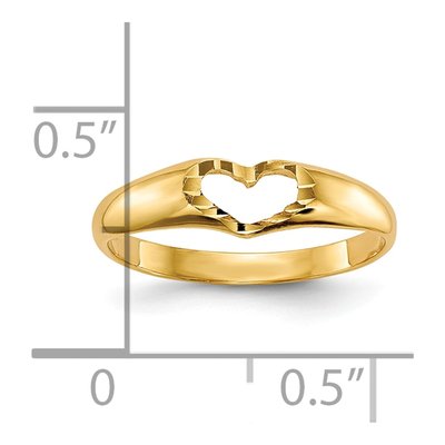 10K Yellow Gold Diamond-Cut Heart Baby Ring – view 5