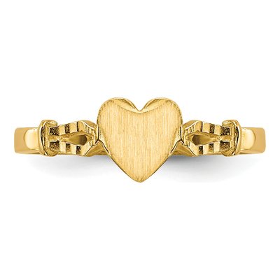 10K Yellow Gold Baby Heart Signet Ring – view 4