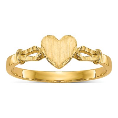 10K Yellow Gold Baby Heart Signet Ring