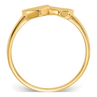 10K Yellow Gold Double Heart Signet Ring – view 2