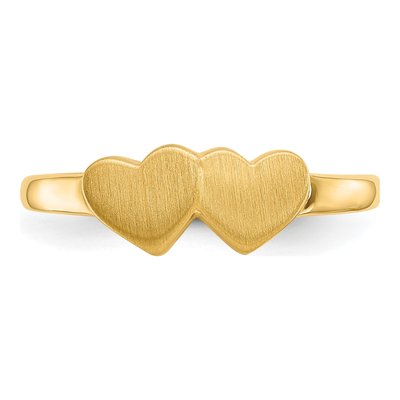 10K Yellow Gold Double Heart Signet Ring – view 4