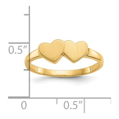 10K Yellow Gold Double Heart Signet Ring – view 5