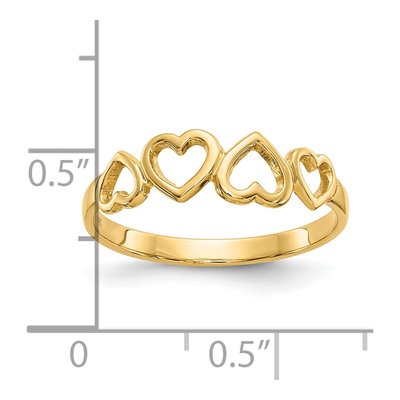 10K Yellow Gold Hearts Ring – view 4