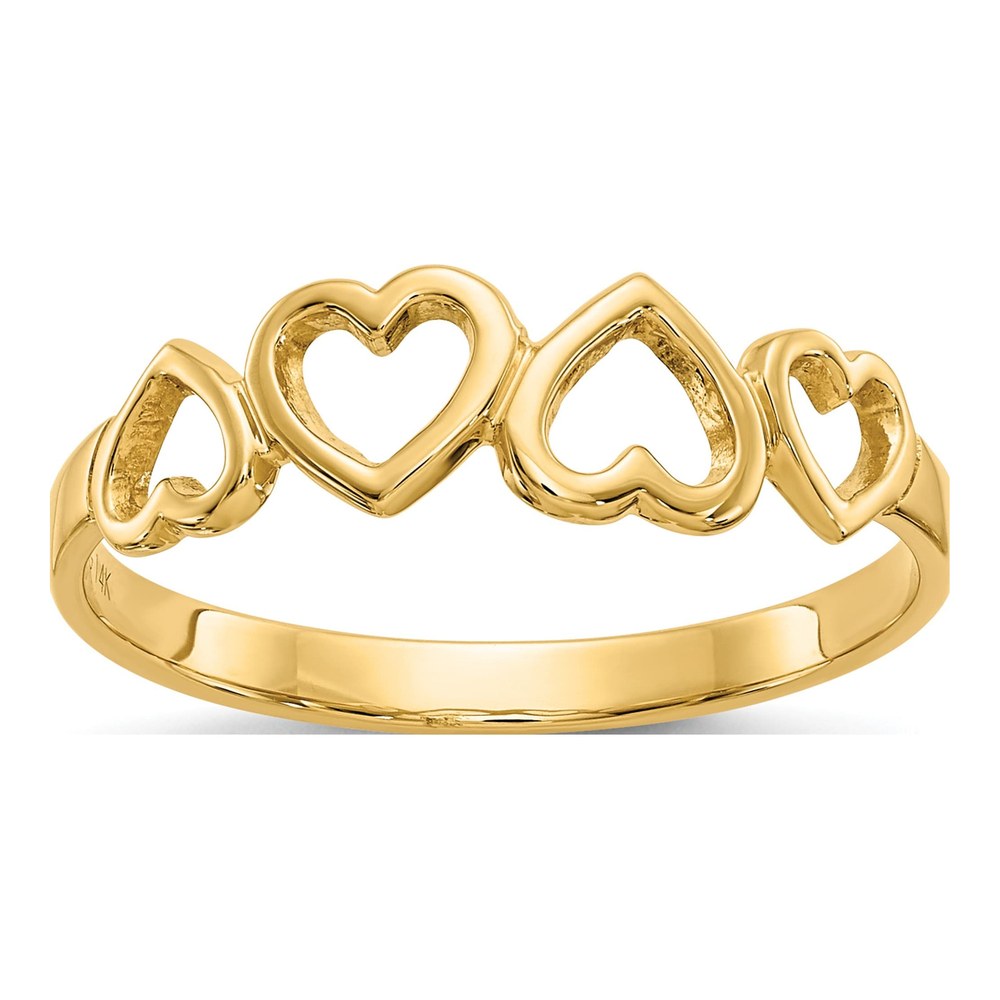 10K Yellow Gold Hearts Ring