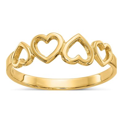 10K Yellow Gold Hearts Ring