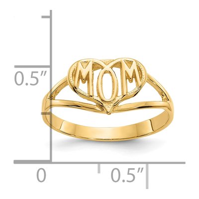 10K Yellow Gold MOM Heart Ring – view 4