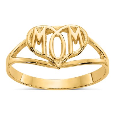 10K Yellow Gold MOM Heart Ring