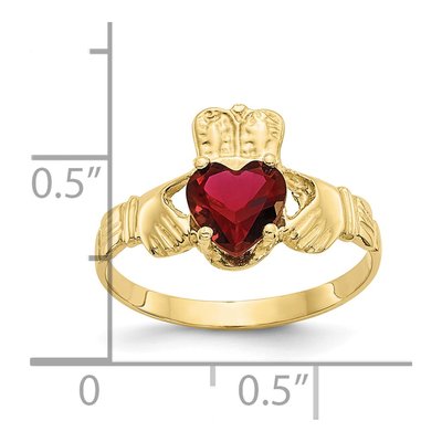 10K Yellow Gold January Birthstone Claddagh Ring – view 3