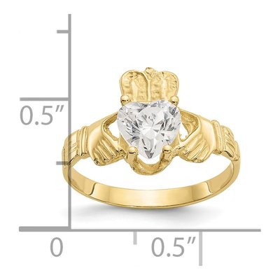 10K Yellow Gold April Birthstone Claddagh Ring – view 4