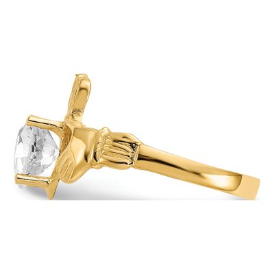 10K Yellow Gold April Birthstone Claddagh Ring – view 5