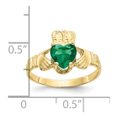 10K Yellow Gold May Birthstone Claddagh Ring – view 4
