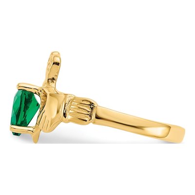 10K Yellow Gold May Birthstone Claddagh Ring – view 5