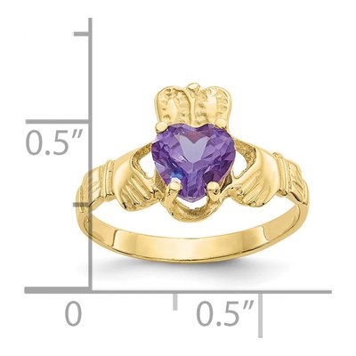 10K Yellow Gold June Birthstone Claddagh Ring – view 4