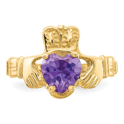 10K Yellow Gold June Birthstone Claddagh Ring – view 6