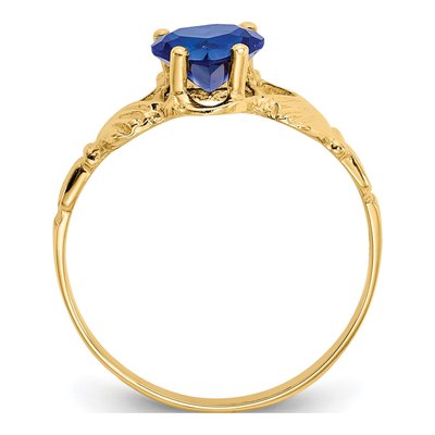 10K Yellow Gold September Birthstone Claddagh Ring – view 3